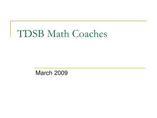 TDSB Math Coaches