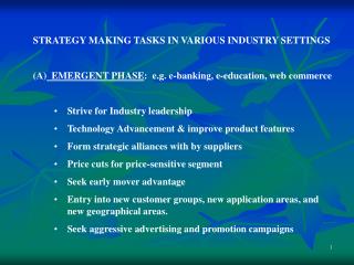 STRATEGY MAKING TASKS IN VARIOUS INDUSTRY SETTINGS