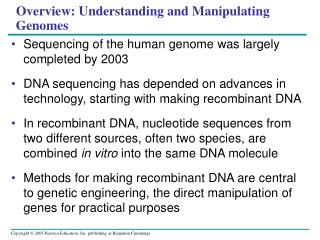 Overview: Understanding and Manipulating Genomes