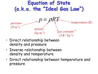 Equation of State (a.k.a. the “ Ideal Gas Law ” )