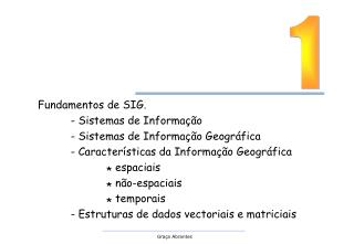 Fundamentos de SIG. 	- Sistemas de Informação 	- Sistemas de Informação Geográfica