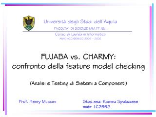 Università degli Studi dell’Aquila FACOLTA’ DI SCIENZE MM.FF.NN . Corso di Laurea in Informatica