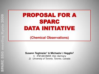 PROPOSAL FOR A SPARC DATA INITIATIVE (Chemical Observations)