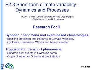 P2.3 Short-term climate variability - Dynamics and Processes