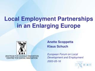 Local Employment Partnerships in an Enlarging Europe