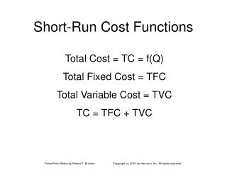 Short-Run Cost Functions