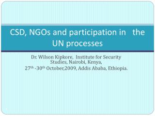 CSD, NGOs and participation in the UN processes