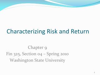 Characterizing Risk and Return