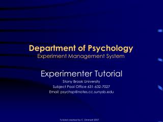 Department of Psychology Experiment Management System