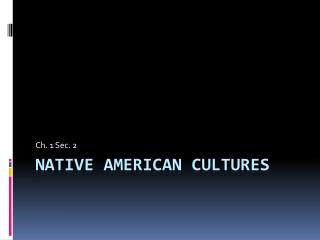 NATIVE AMERICAN CULTURES