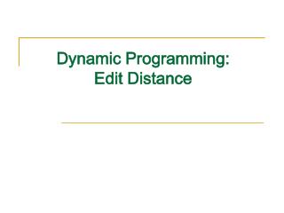 Dynamic Programming: Edit Distance