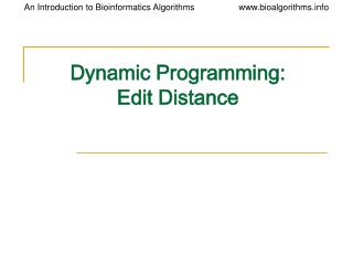 Dynamic Programming: Edit Distance