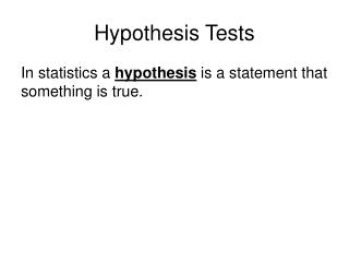 Hypothesis Tests