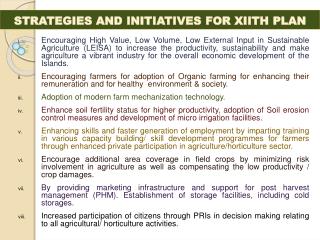 STRATEGIES AND INITIATIVES FOR XIITH PLAN