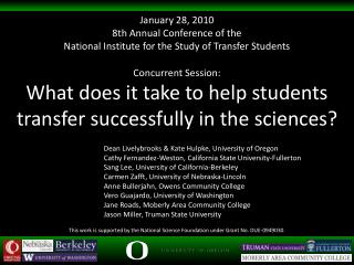 Concurrent Session: What does it take to help students transfer successfully in the sciences?