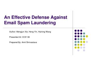 An Effective Defense Against Email Spam Laundering