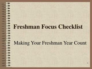 Freshman Focus Checklist