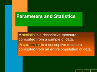 Parameters and Statistics