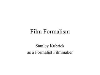 Film Formalism