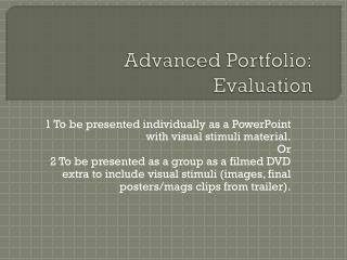 Advanced Portfolio: Evaluation