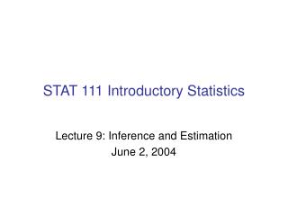 STAT 111 Introductory Statistics