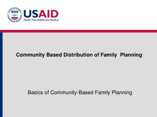 Community Based Distribution of Family Planning