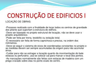 CONSTRUÇÃO DE EDIFICIOS I