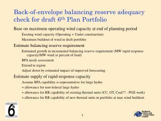 Back-of-envelope balancing reserve adequacy check for draft 6 th Plan Portfolio