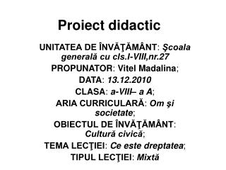 Proiect didactic