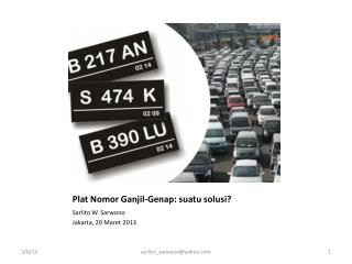 Plat Nomor Ganjil-Genap: suatu solusi?