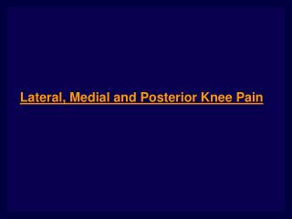 Lateral, Medial and Posterior Knee Pain