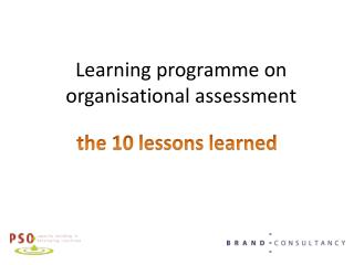Learning programme on organisational assessment