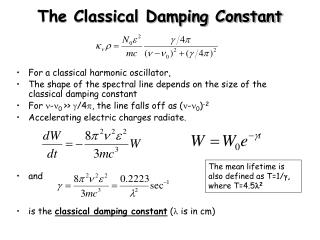 The Classical Damping Constant