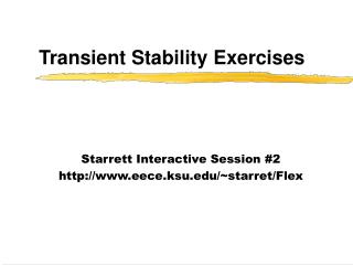 Transient Stability Exercises