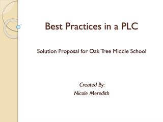 Best Practices in a PLC