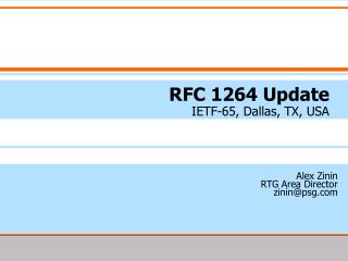 RFC 1264 Update IETF-65, Dallas, TX, USA