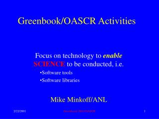 Greenbook/OASCR Activities