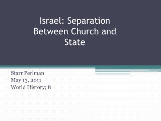 Israel: Separation Between Church and State
