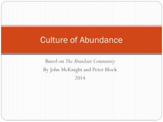 Culture of Abundance