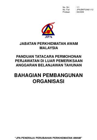 BAHAGIAN PEMBANGUNAN ORGANISASI