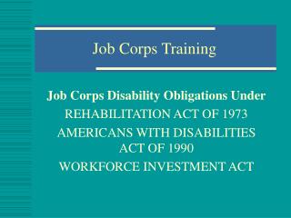 Job Corps Training