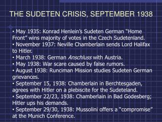 THE SUDETEN CRISIS, SEPTEMBER 1938