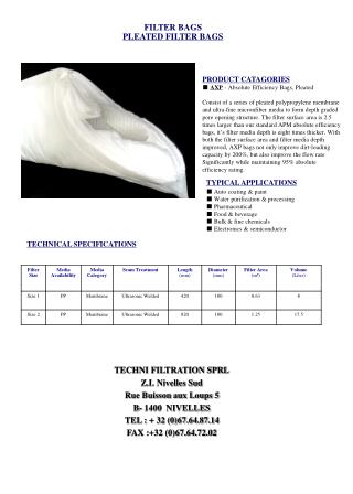 PRODUCT CATAGORIES ■ AXP - Absolute Efficiency Bags, Pleated