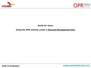 Guide for Users Using the OPR website create a Personal Development Plan