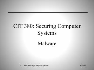 CIT 380: Securing Computer Systems