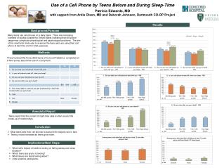 Use of a Cell Phone by Teens Before and During Sleep-Time Patricia Edwards, MD