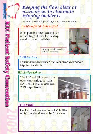 Keeping the floor clear at ward areas to eliminate tripping incidents