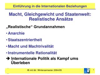 Einführung in die Internationalen Beziehungen