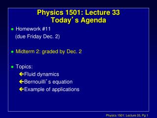 Physics 1501: Lecture 33 Today ’ s Agenda