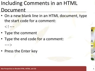 Including Comments in an HTML Document